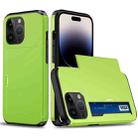 For iPhone 15 Pro Shockproof Armor Phone Case with Slide Card Slot(Green) - 1