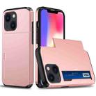 For iPhone 15 Plus Shockproof Armor Phone Case with Slide Card Slot(Rose Gold) - 1