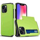 For iPhone 15 Shockproof Armor Phone Case with Slide Card Slot(Green) - 1