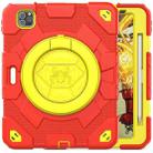 For iPad Pro 11 2022 / 2021 / 2020 Spider Rotation Handle Silicone Hybrid PC Tablet Case(Red Yellow) - 2