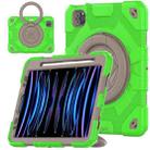 For iPad Pro 11 2022 / 2021 / 2020 Spider Rotation Handle Silicone Hybrid PC Tablet Case(Green Coffee) - 1