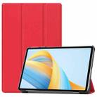 For Honor Pad V8 3-Fold Custer Texture Leather Tablet Case(Red) - 1