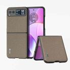 For Motorola Razr 40 ABEEL Genuine Leather Litchi Texture Phone Case(Grey) - 1