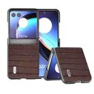 For Motorola Razr 40 Ultra ABEEL Crocodile Texture Genuine Leather Phone Case(Brown) - 1