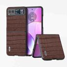 For Motorola Razr 40 ABEEL Crocodile Texture Genuine Leather Phone Case(Brown) - 1