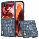 For Motorola Razr 60 Ultra ABEEL Crocodile Texture Genuine Leather Phone Case(Blue) - 1