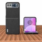 For Motorola Razr 40 ABEEL Genuine Leather + PC Litchi Texture Phone Case(Black) - 1