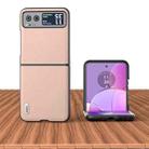 For Motorola Razr 40 ABEEL Genuine Leather + PC Litchi Texture Phone Case(Pink Gold) - 1