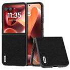 For Motorola Razr 60 Ultra ABEEL Cross Texture Genuine Leather Phone Case(Black) - 1