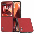 For Motorola Razr 60 Ultra ABEEL Cross Texture Genuine Leather Phone Case(Red) - 1