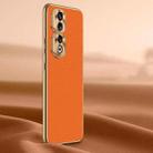 For Honor 90 Pro Litchi Texture Genuine Leather Phone Case(Orange) - 1