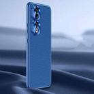 For Honor 90 Pro Litchi Texture Genuine Leather Phone Case(Blue) - 1