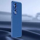 For Honor 90 Litchi Texture Genuine Leather Phone Case(Blue) - 1