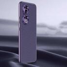 For Honor 90 Litchi Texture Genuine Leather Phone Case(Purple) - 1