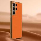 For Samsung Galaxy S22 Ultra 5G Litchi Texture Genuine Leather Phone Case(Orange) - 1