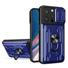 For iPhone 15 Pro Max Sliding Camshield TPU+PC Phone Case with Card Slot(Blue) - 1