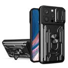 For iPhone 15 Pro Sliding Camshield TPU+PC Phone Case with Card Slot(Black) - 1