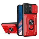 For iPhone 15 Pro Sliding Camshield TPU+PC Phone Case with Card Slot(Red) - 1