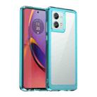 For Motorola Moto G84 Colorful Series Acrylic Hybrid TPU Phone Case(Transparent Blue) - 1