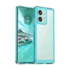 For Motorola Edge 40 Neo Colorful Series Acrylic Hybrid TPU Phone Case(Transparent Blue) - 1