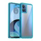 For Motorola Moto G14 Colorful Series Acrylic Hybrid TPU Phone Case(Transparent Blue) - 1