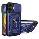 For iPhone 16 Plus Sliding Camera Cover Design TPU+PC Phone Case(Blue) - 1