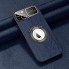 For iPhone 14 MagSafe Magnetic Tree Texture PU Phone Case(Blue) - 1