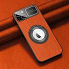 For iPhone 14 MagSafe Magnetic Tree Texture PU Phone Case(Orange) - 1