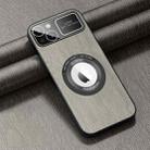 For iPhone 14 MagSafe Magnetic Tree Texture PU Phone Case(Silver Grey) - 1