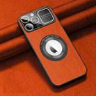 For iPhone 14 Pro MagSafe Magnetic Tree Texture PU Phone Case(Orange) - 1