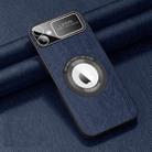 For iPhone 12 MagSafe Magnetic Tree Texture PU Phone Case(Blue) - 1