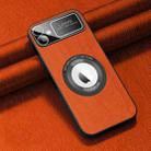 For iPhone 12 MagSafe Magnetic Tree Texture PU Phone Case(Orange) - 1