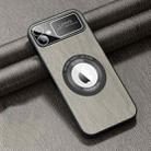 For iPhone 12 MagSafe Magnetic Tree Texture PU Phone Case(Silver Grey) - 1