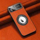 For iPhone 11 Pro Max MagSafe Magnetic Tree Texture PU Phone Case(Orange) - 1