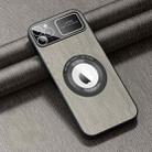 For iPhone 11 Pro Max MagSafe Magnetic Tree Texture PU Phone Case(Silver Grey) - 1
