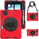 For Xiaomi Pad 6 / Pad 6 Pro Silicone Hybrid PC Tablet Case with Grip & Shoulder Strap(Red) - 1
