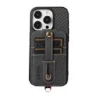 For iPhone 14 Pro Max ABEEL Carbon Fiber RFID Card Holder Phone Case(Black) - 1