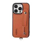 For iPhone 14 Pro ABEEL Carbon Fiber RFID Card Holder Phone Case(Brown) - 1