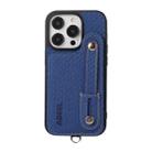 For iPhone 14 Pro Max ABEEL Carbon Fiber RFID Card Holder Phone Case(Blue) - 1