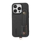 For iPhone 15 Pro ABEEL Carbon Fiber RFID Card Holder Phone Case(Black) - 1