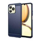 For Realme C51 Brushed Texture Carbon Fiber TPU Phone Case(Blue) - 1