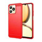 For Realme C51 Brushed Texture Carbon Fiber TPU Phone Case(Red) - 1