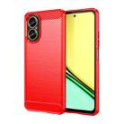 For Realme C67 4G Brushed Texture Carbon Fiber TPU Phone Case(Red) - 1