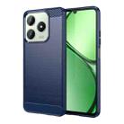 For Realme C61 Brushed Texture Carbon Fiber TPU Phone Case(Blue) - 1