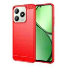 For Realme C61 Brushed Texture Carbon Fiber TPU Phone Case(Red) - 1