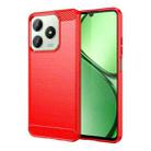 For Realme C63 Brushed Texture Carbon Fiber TPU Phone Case(Red) - 1