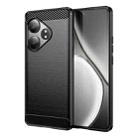 For Realme GT 6 Carbon Fiber Brushed Texture TPU Phone Case(Black) - 1