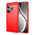 For Realme GT 6 Carbon Fiber Brushed Texture TPU Phone Case(Red) - 1