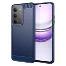 For Realme C75x Carbon Fiber Brushed Texture TPU Phone Case(Blue) - 1