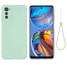 For Motorola Moto E32 4G Pure Color Liquid Silicone Shockproof Phone Case(Green) - 1